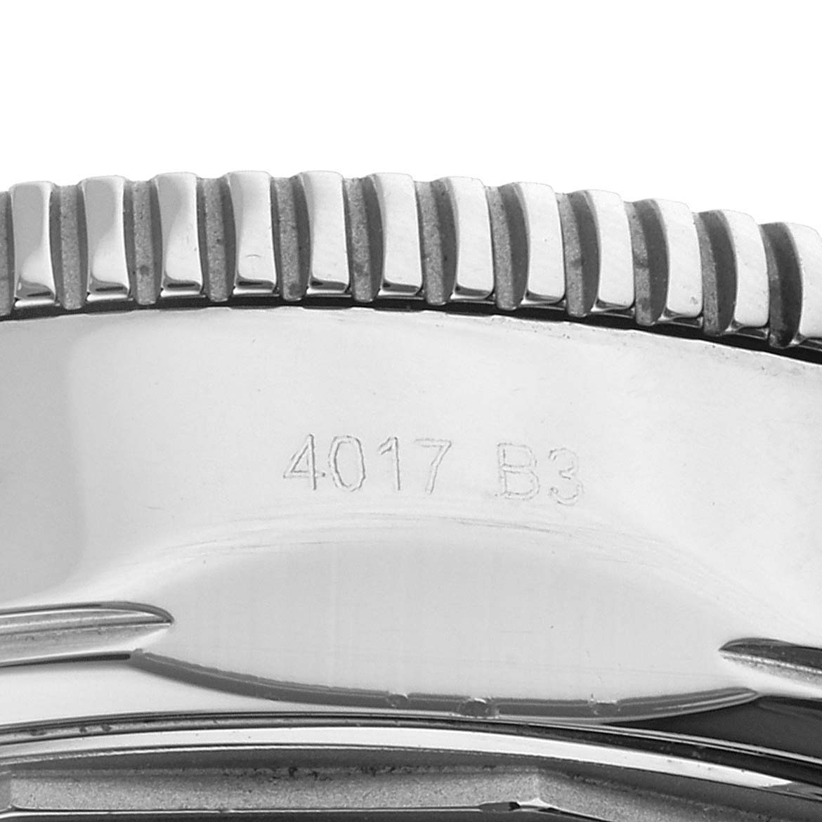 The image shows a close-up of the bezel with its markings and part of the case side of a Breitling Superocean AB2010161C1A1 Men's Stainless Steel Black Dial AB2010161C1A1 Men's Stainless Steel Black Dial watch.