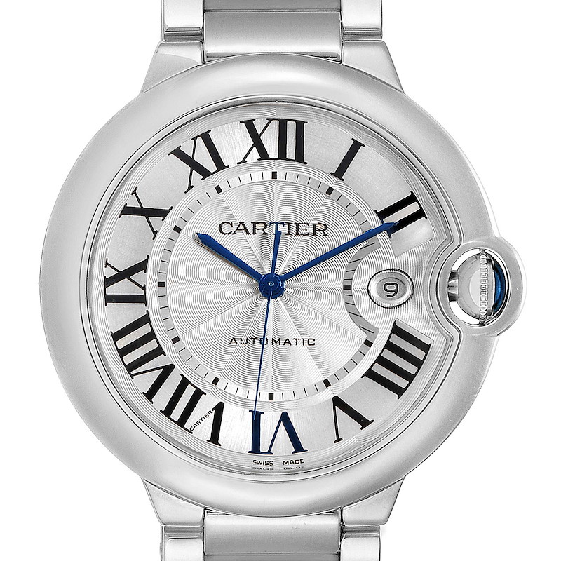 Cartier Ballon Bleu 42 Silvr Dial Automatic Steel Unisex Watch W69012Z4 SwissWatchExpo