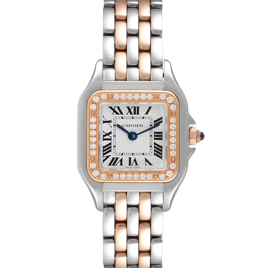 Cartier Panthere Ladies Steel Rose Gold Diamond Watch W3PN0006 Box Card SwissWatchExpo