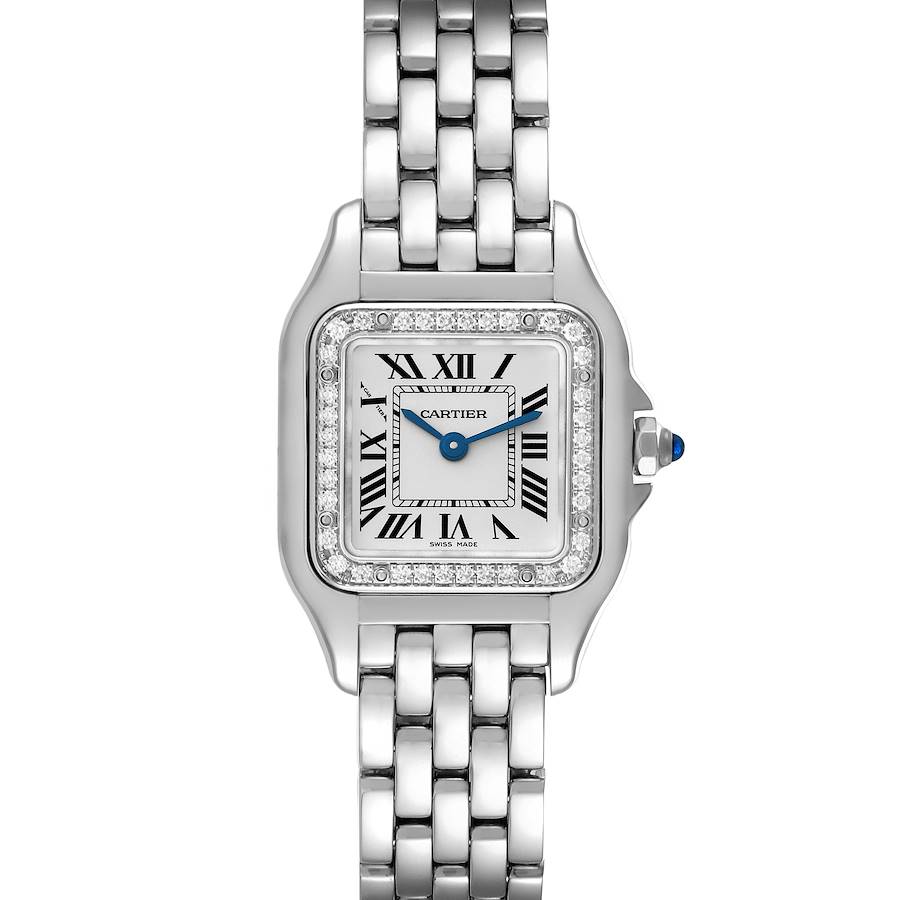 Cartier Panthere Small Steel Diamond Bezel Ladies Watch W4PN0007 Card SwissWatchExpo