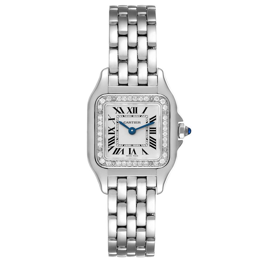 Cartier Panthere Small Steel Diamond Bezel Ladies Watch W4PN0007 Card SwissWatchExpo