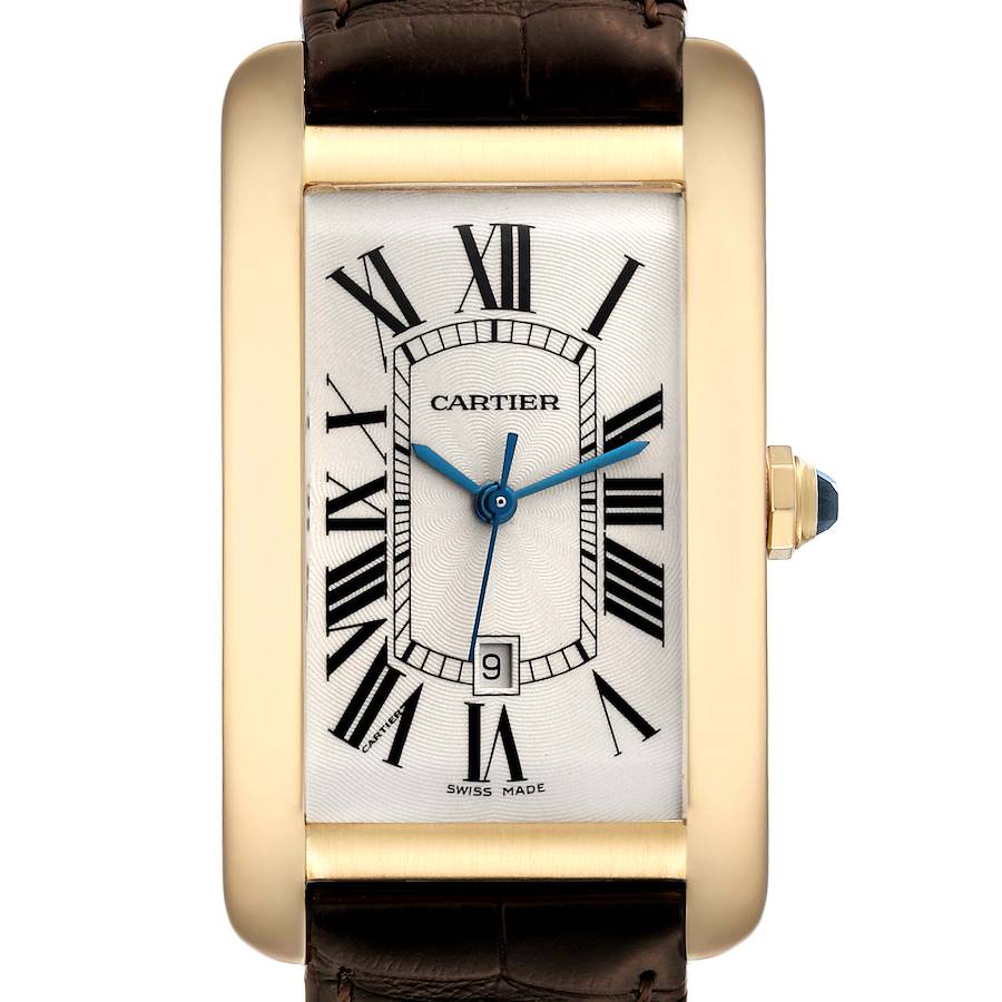 Cartier Tank Americaine Yellow Gold Automatic Mens Watch W2603156 SwissWatchExpo