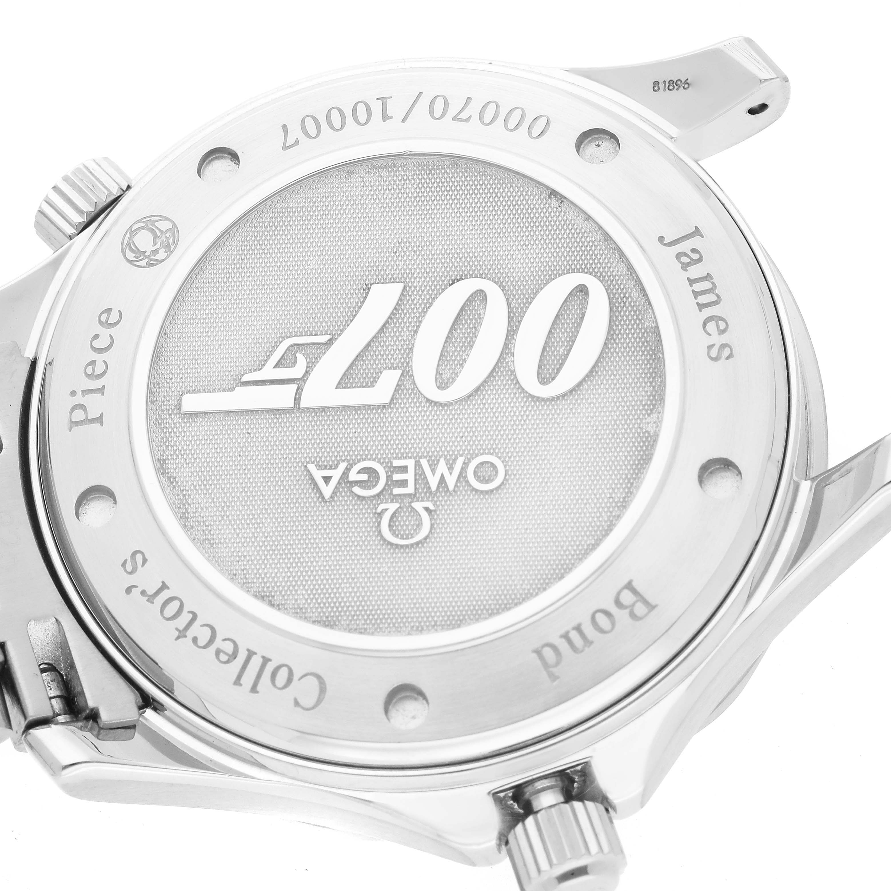 The image shows the case back of the Omega Seamaster 212.30.41.20.01.001 Men's Stainless Steel Black Dial 212.30.41.20.01.001 Men's Stainless Steel Black Dial watch, featuring "007" branding and "James Bond" inscriptions.