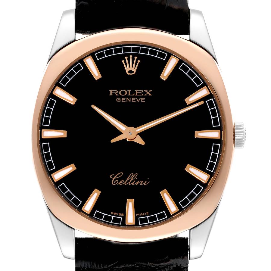 Rolex Cellini Danaos Rose Gold Black Dial Mens Watch 4243 SwissWatchExpo