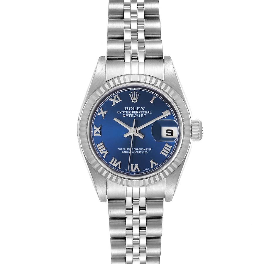 Rolex Datejust 26 Steel White Gold Blue Dial Ladies Watch 79174 Box Papers SwissWatchExpo