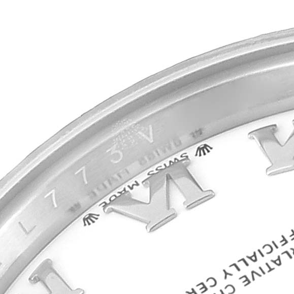The image shows a close-up of the inner bezel and part of the dial of a Rolex Datejust 279174 Women's Stainless Steel White Dial 279174 Women's Stainless Steel White Dial watch.