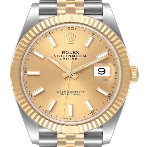Photo of Rolex Datejust 41 Steel Yellow Gold Champagne Dial Mens Watch 126333 Box Card
