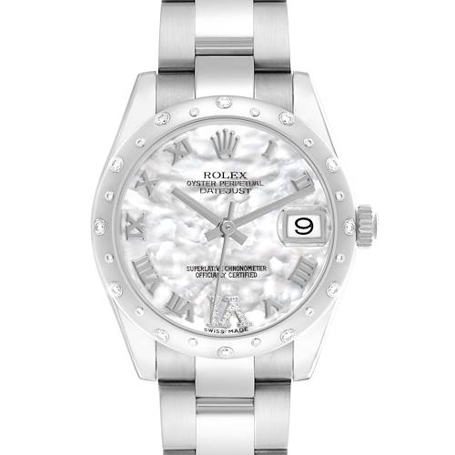 Photo of Rolex Datejust Midsize 31 Steel White Gold MOP Diamond Watch 178344 Box Card