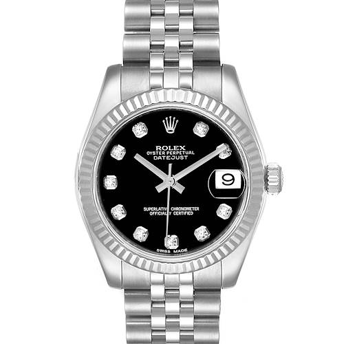 Photo of Rolex Datejust Midsize Steel White Gold Black Diamond Dial Watch 178274