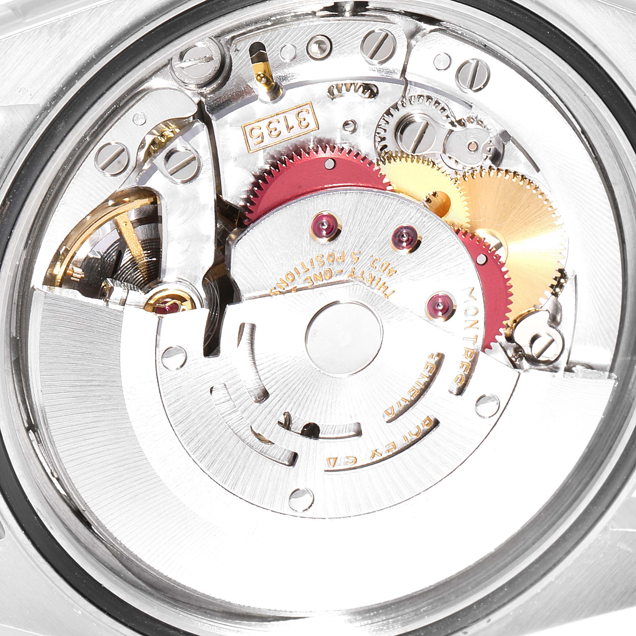 The image shows the intricate mechanical movement inside a Rolex Datejust 16234 Men's Stainless Steel Silver Dial 16234 Men's Stainless Steel Silver Dial watch, viewed from the back.