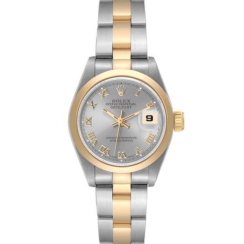 Photo of Rolex Datejust Steel Yellow Gold Slate Roman Dial Ladies Watch 69163 Box Papers