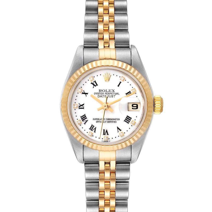 Rolex Datejust Steel Yellow Gold White Diamond Dial Watch 79173 Box Card SwissWatchExpo