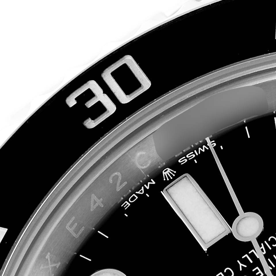 The image shows a close-up of the bezel and partial dial of a Rolex Submariner 126610 Men
s Stainless Steel Black Dial 126610 Men
s Stainless Steel Black Dial watch, focusing on the "30" marker.