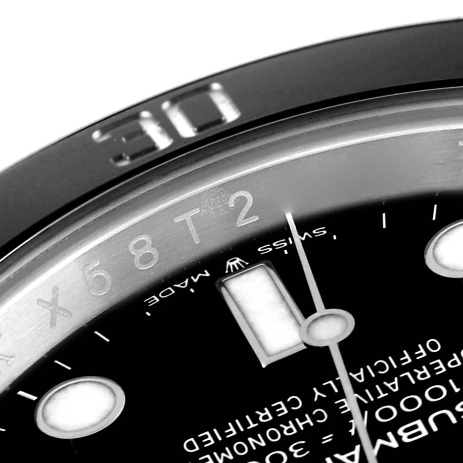 The image shows a close-up of the dial and outer bezel of a Rolex Submariner 124060 Men's Stainless Steel Black Dial 124060 Men's Stainless Steel Black Dial watch.