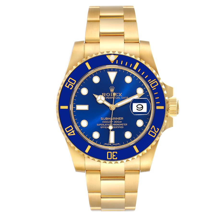 Zoo om natten matron stempel Rolex Submariner Yellow Gold Blue Dial Ceramic Bezel Mens Watch 116618 Box  Card | SwissWatchExpo