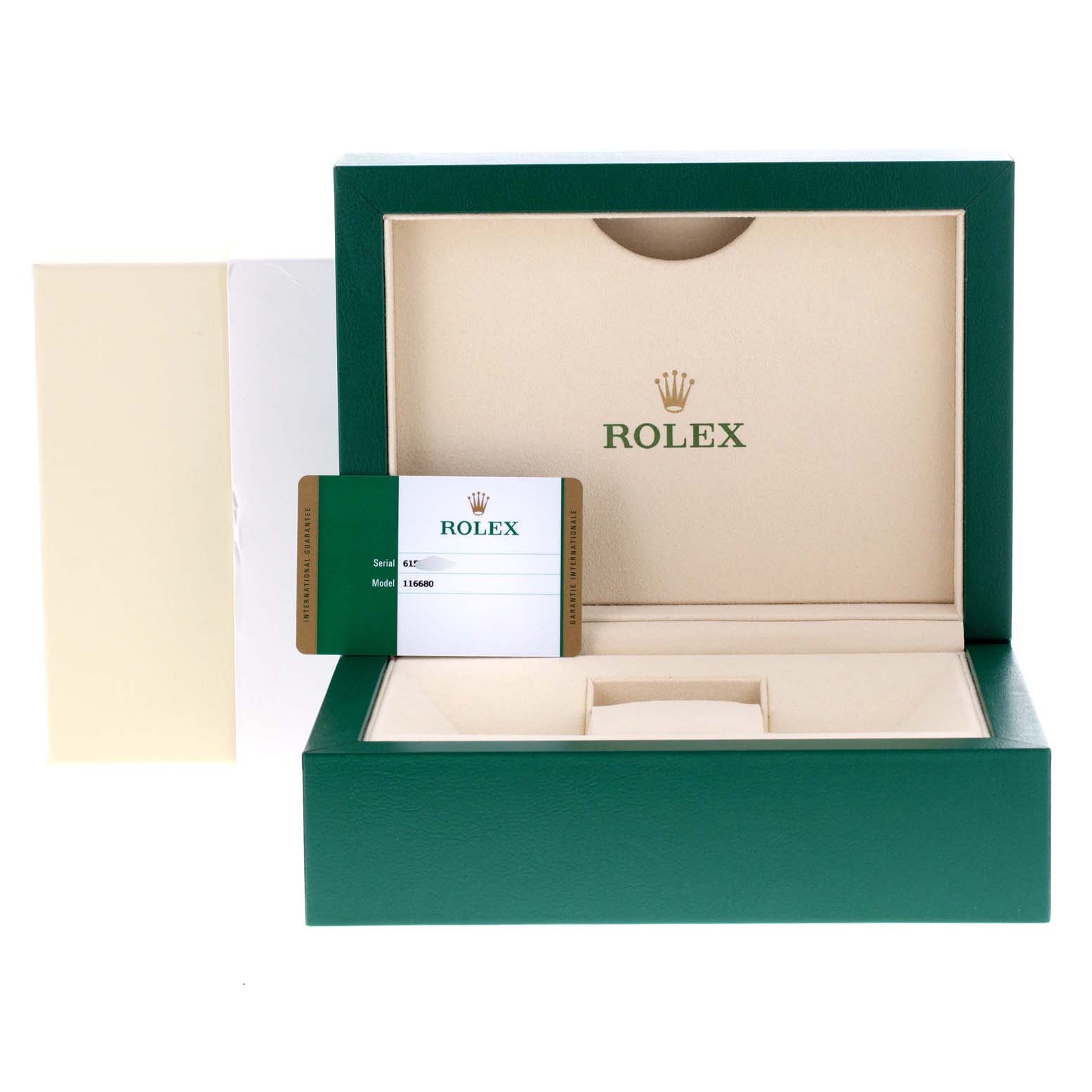 The image shows an open Rolex box for the Yacht-Master model with an Best Quality
ation card.