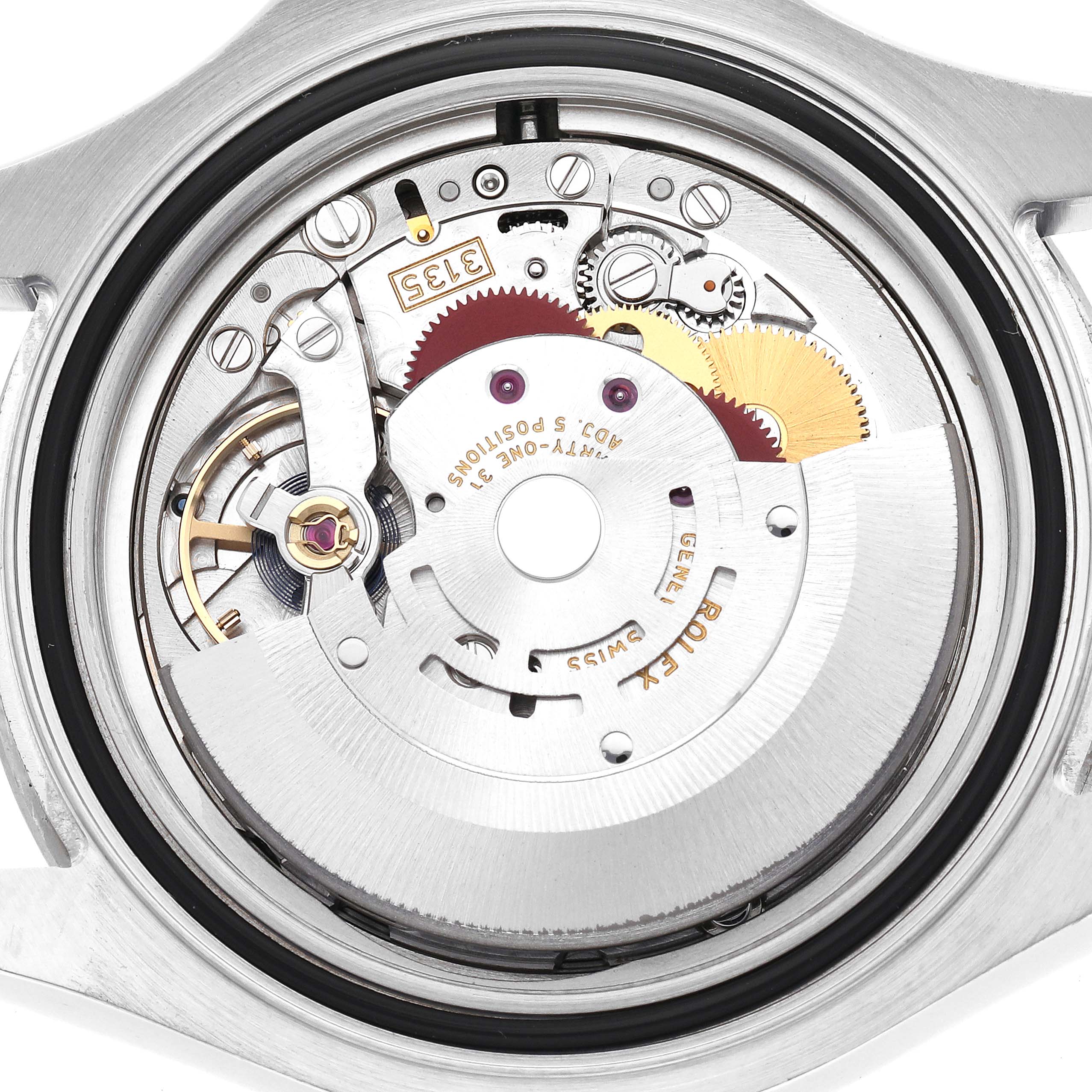 The image shows the internal movement of a Rolex Yacht-Master 16622 Men's Stainless Steel Silver Dial 16622 Men's Stainless Steel Silver Dial, viewed from the back.