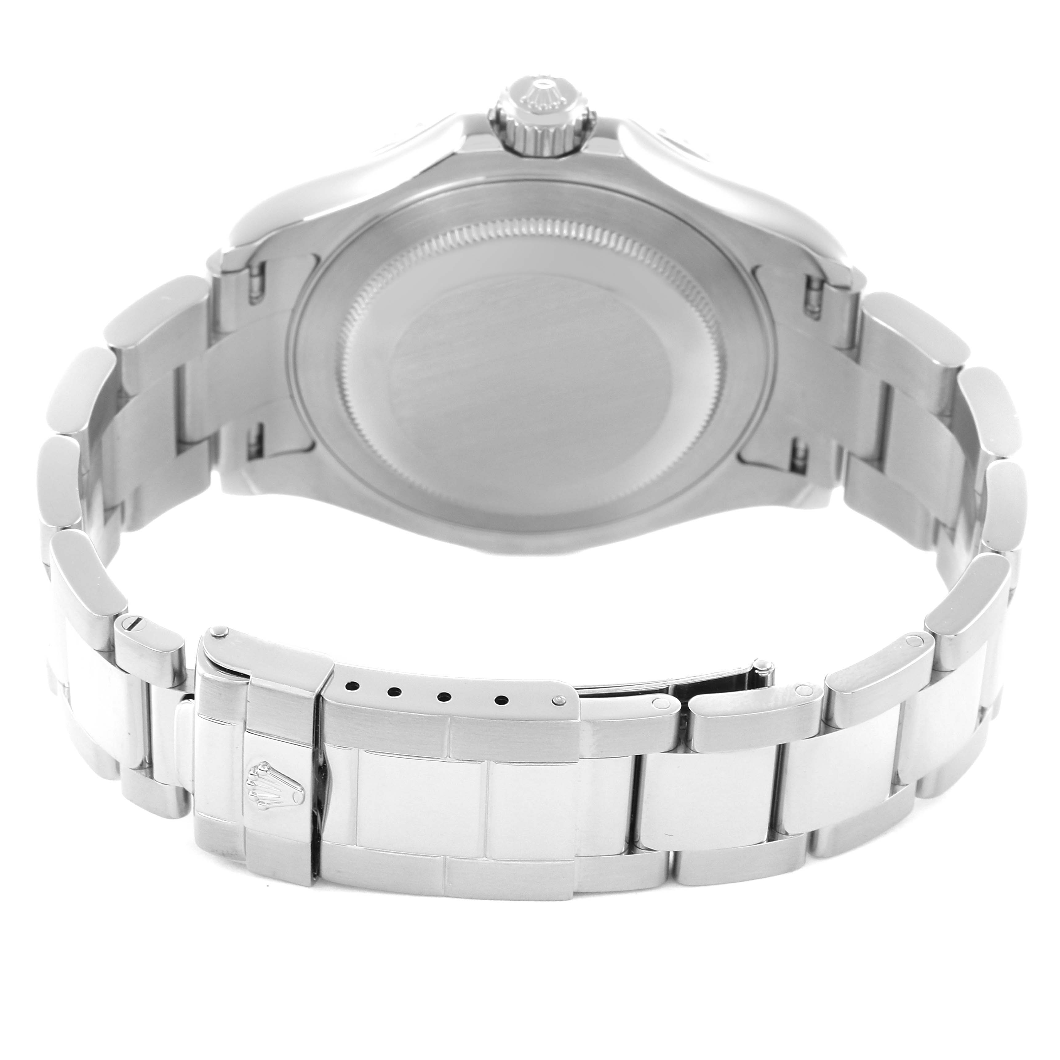 The image shows the back and bracelet clasp of a Rolex Yacht-Master 16622 Men's Stainless Steel Silver Dial 16622 Men's Stainless Steel Silver Dial watch at a rear angle.