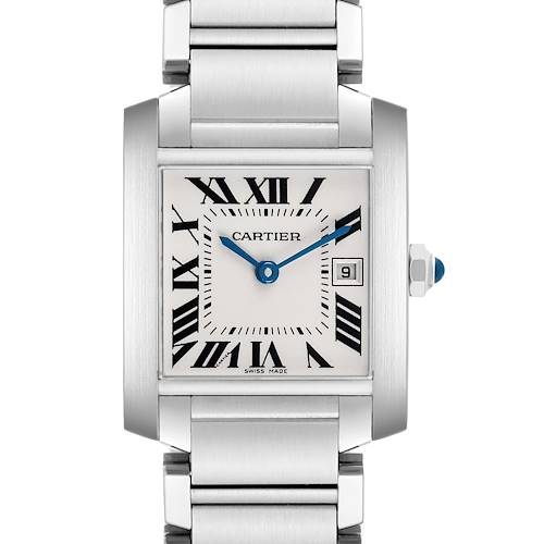 Photo of Cartier Tank Francaise Midsize Steel Silver Dial Ladies Watch W51011Q3 Box Card