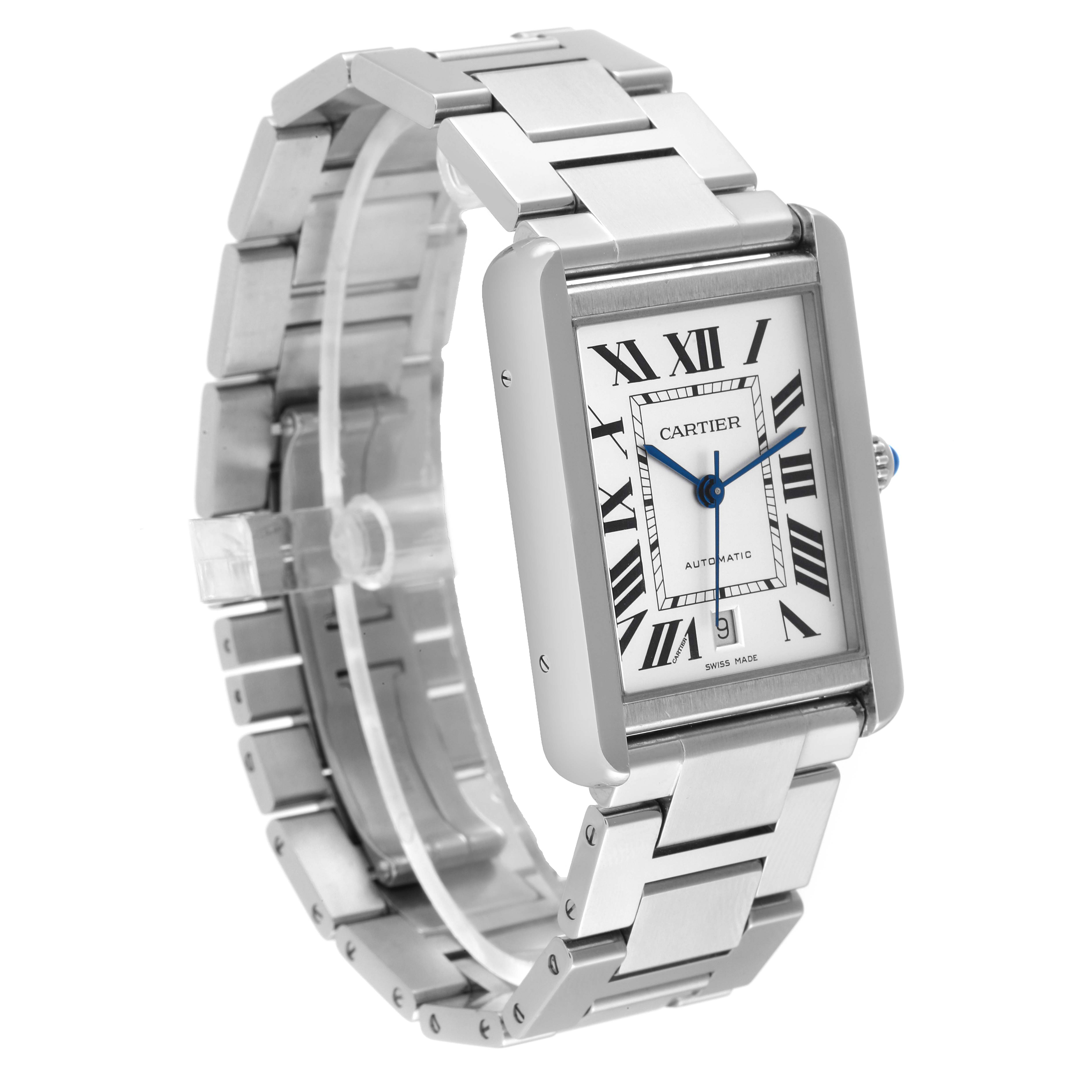 Cartier Tank Solo XL Silver Dial Automatic Steel Mens Watch W5200028 SwissWatchExpo