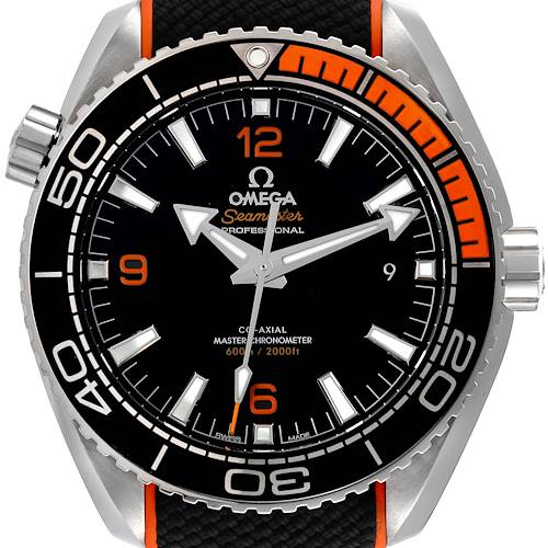 Photo of Omega Planet Ocean Black Orange Bezel Watch 215.32.44.21.01.001 Box Card