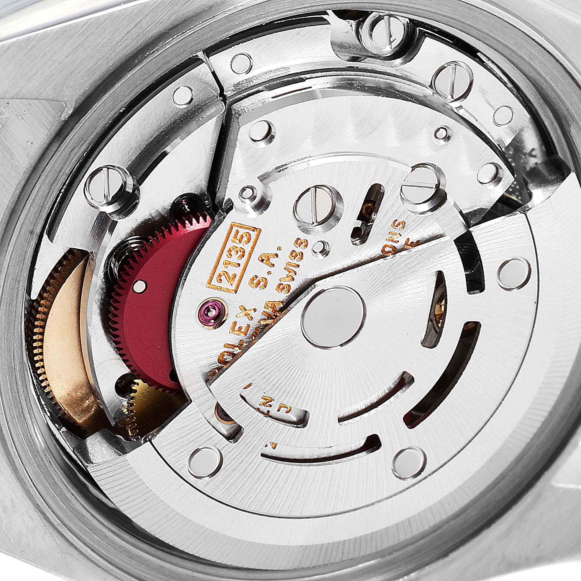 This image shows the internal movement mechanics of a Rolex Datejust 69173 Women's Steel and Gold (two tone) Champagne Dial 69173 Women's Steel and Gold (two tone) Champagne Dial watch at a close-up angle.