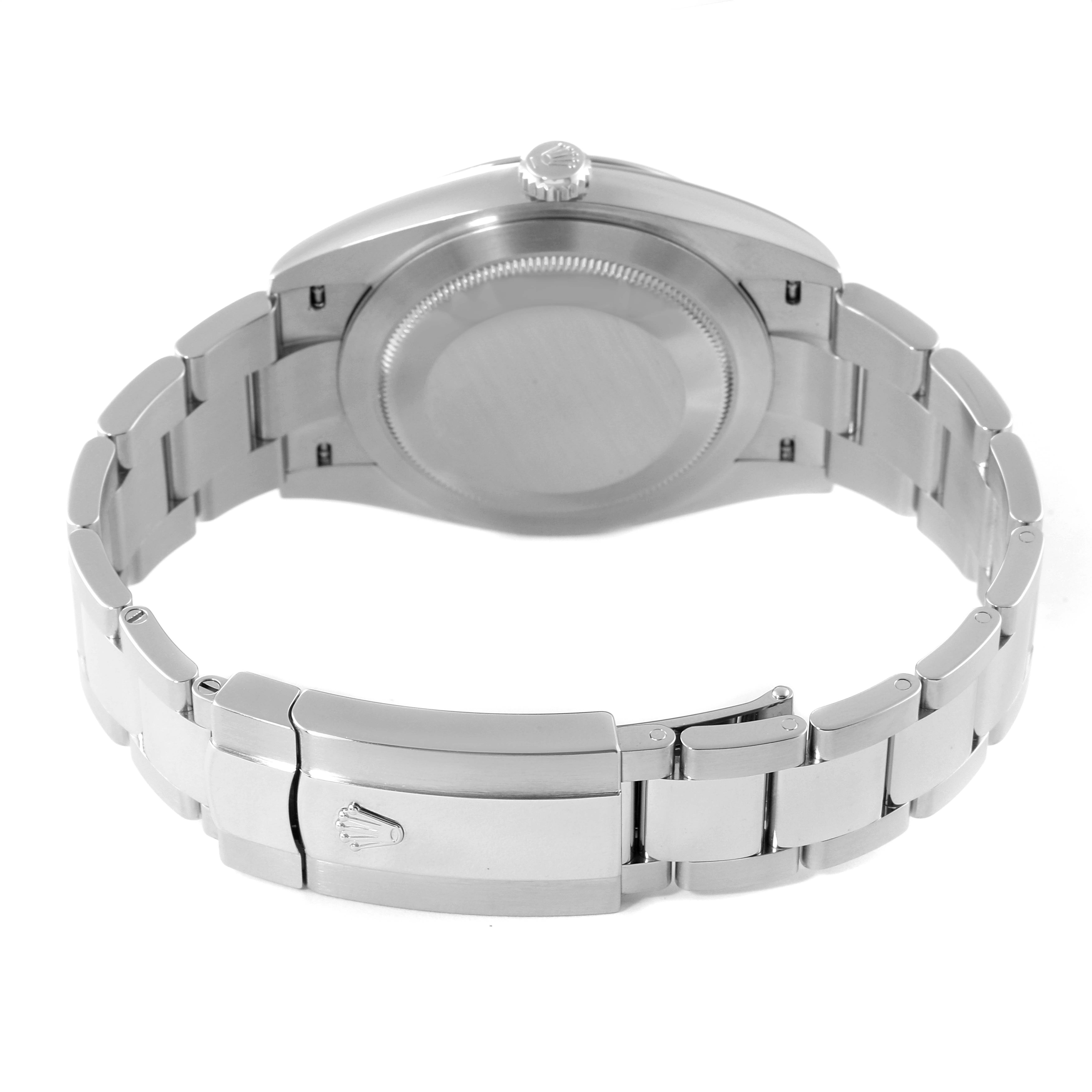 This image shows the back view of a Rolex Datejust 41 126300 Men's Stainless Steel Grey Dial 126300 Men's Stainless Steel Grey Dial, highlighting the case back, bracelet, and clasp.