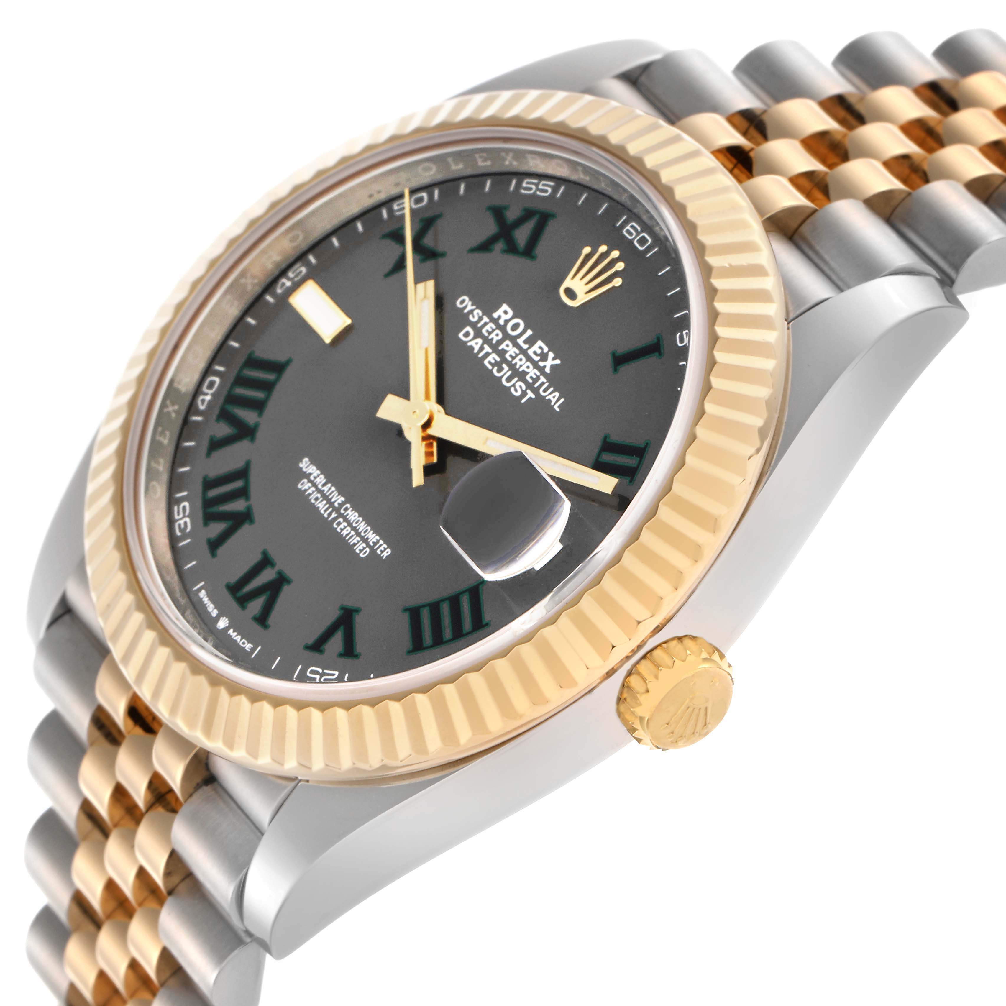 The Rolex Datejust 41 126333 Men
s Steel and Gold (two tone) Grey Dial 126333 Men
s Steel and Gold (two tone) Grey Dial is shown at an angle highlighting its face, bezel, crown, and Jubilee bracelet.