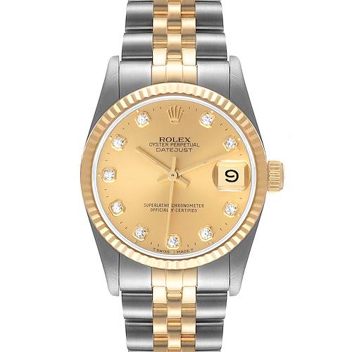 Photo of Rolex Datejust Midsize 31 Steel Yellow Gold Diamond Watch 68273 Box Papers