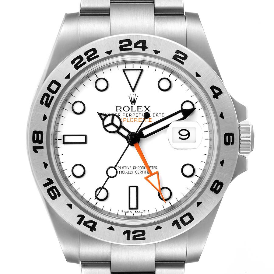 Rolex Explorer II 42 White Dial Orange Hand Steel Mens Watch 216570 Box Card SwissWatchExpo
