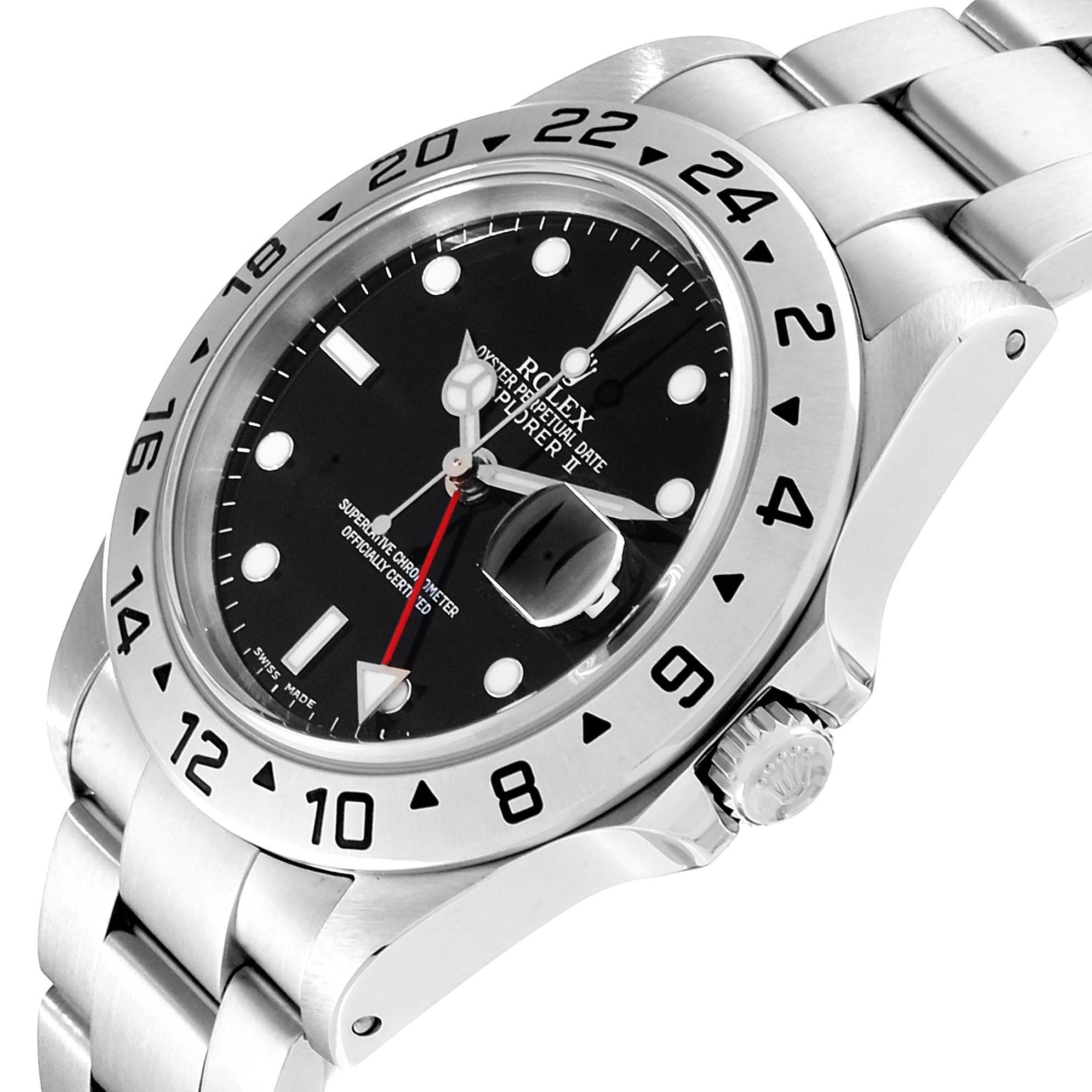 This image shows a side view of the Rolex Explorer 16570  Men
s Stainless Steel Black Dial 16570  Men
s Stainless Steel Black Dial watch, highlighting its bezel, crown, and bracelet.