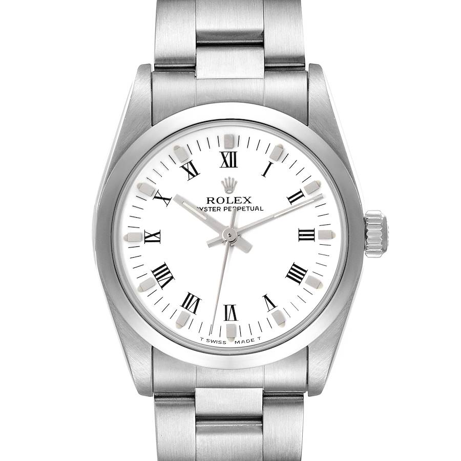 Rolex Midsize 31mm White Dial Automatic Steel Ladies Watch 67480 SwissWatchExpo