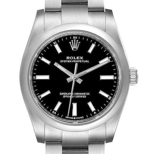 Photo of Rolex Oyster Perpetual 34mm Black Dial Steel Watch 124200 Box Card
