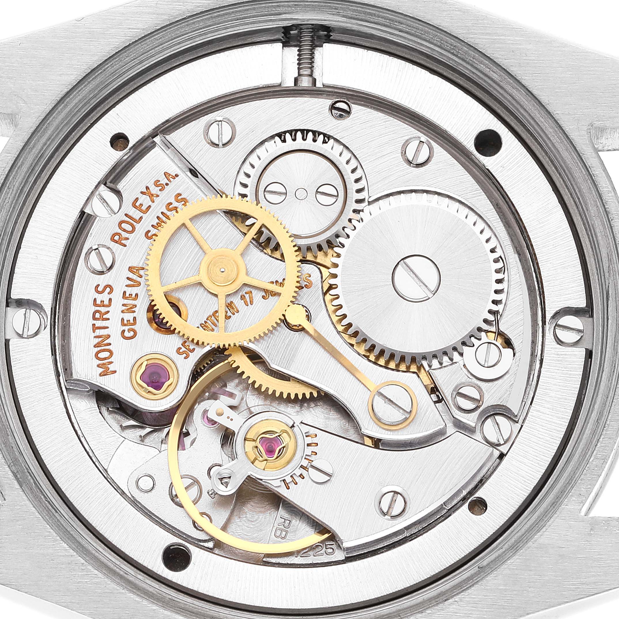 The image displays the internal movement mechanism of the Rolex Vintage Collection 6694 Men's Stainless Steel Silver Dial 6694 Men's Stainless Steel Silver Dial watch from a top-down angle.