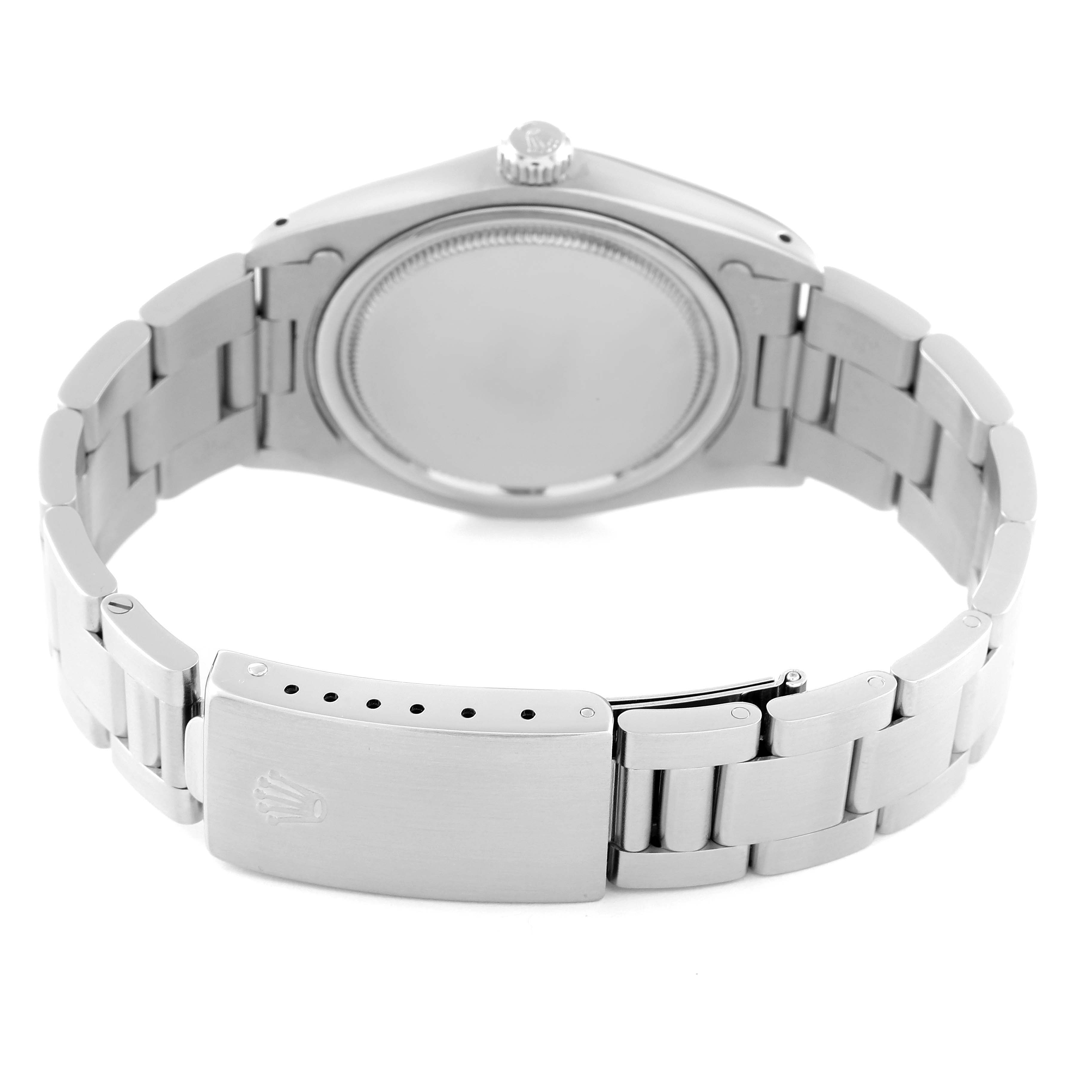 This image shows the back and bracelet clasp of the Rolex Vintage Collection 6694 Men's Stainless Steel Silver Dial 6694 Men's Stainless Steel Silver Dial watch.