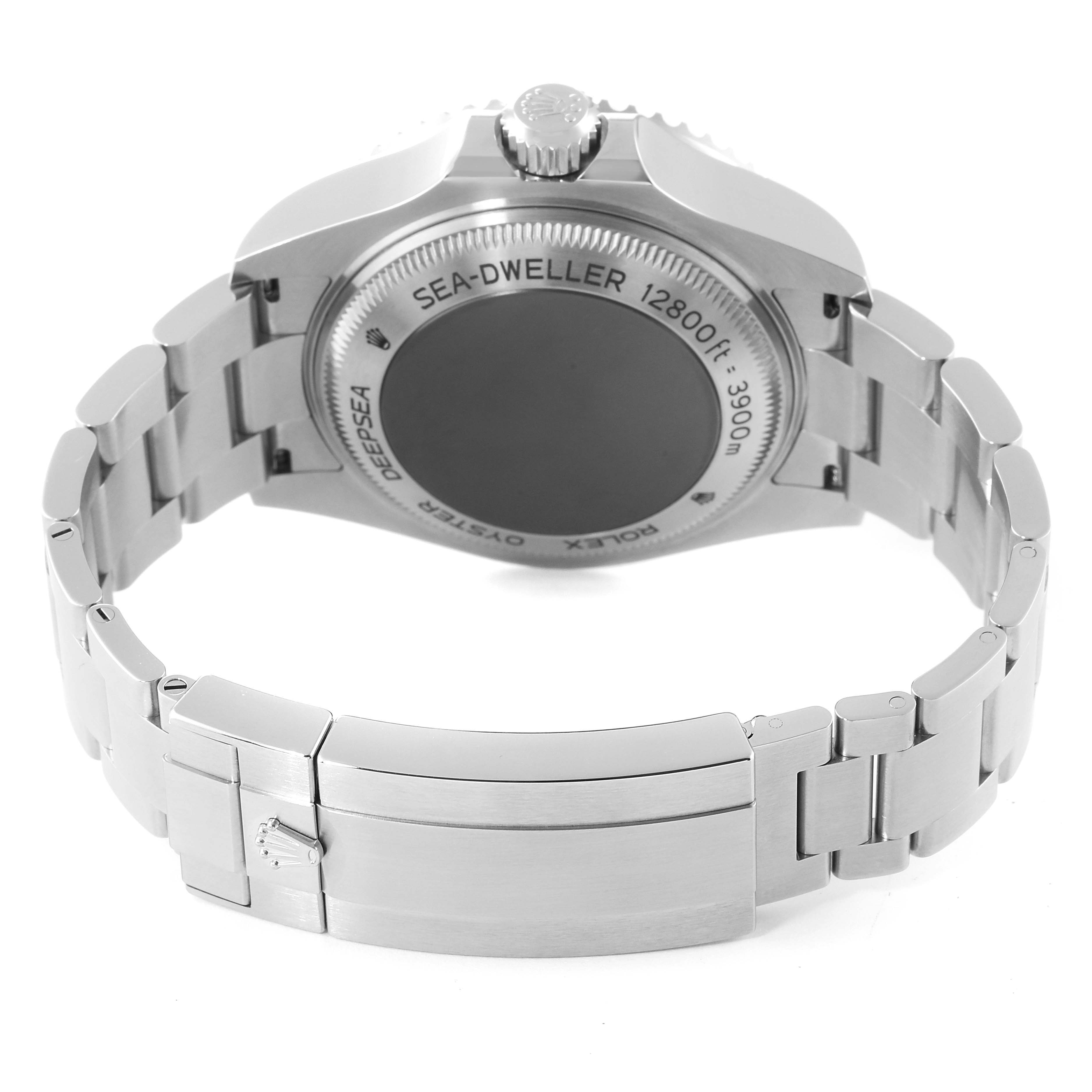 The image shows the backside and bracelet of a Rolex Sea-Dweller 126660 Men
s Stainless Steel Blue Dial 126660 Men
s Stainless Steel Blue Dial watch.