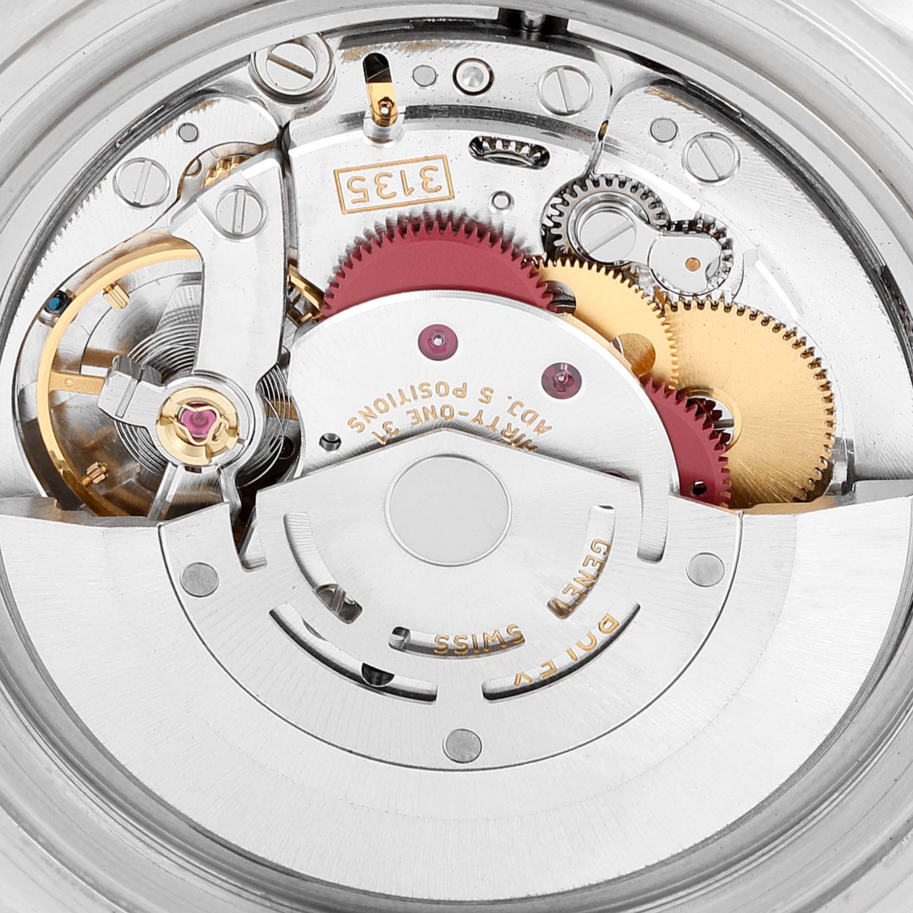 This image shows a close-up view of the internal mechanical movement parts of a Rolex Submariner 16610LV Men's Stainless Steel Black Dial 16610LV Men's Stainless Steel Black Dial watch.