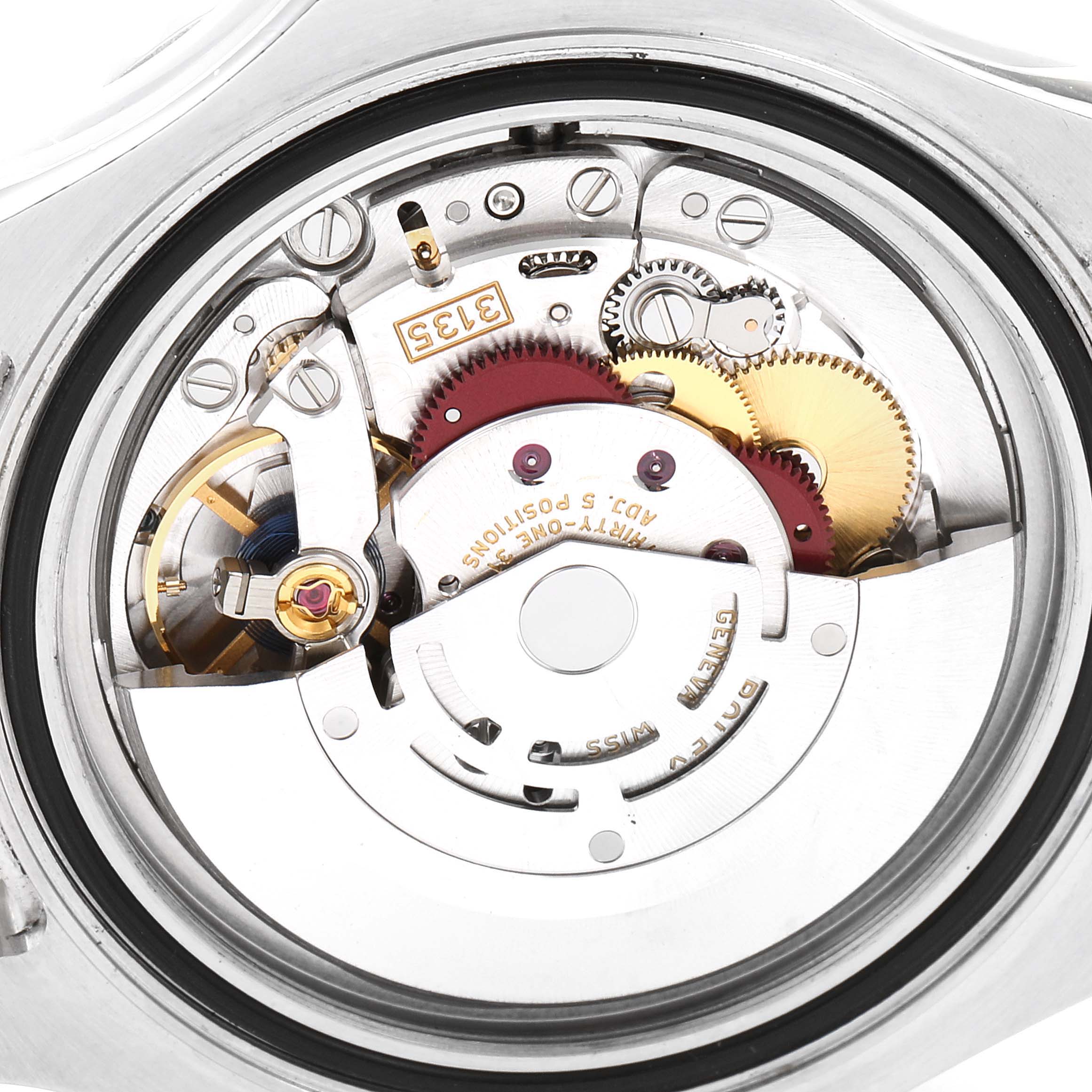 This image shows a close-up view of the inner mechanical components of a Rolex Yacht-Master 116622 Men
s Stainless Steel Grey Dial 116622 Men
s Stainless Steel Grey Dial watch.