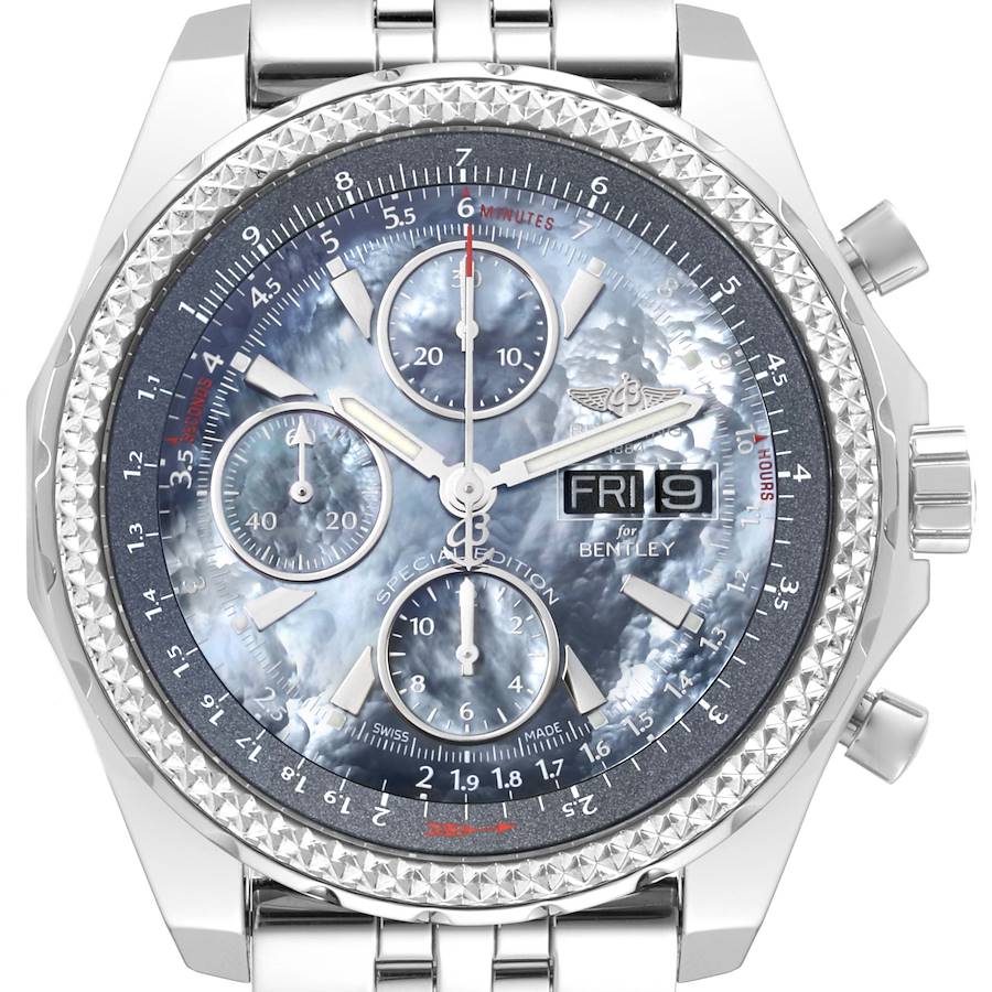 Breitling Bentley Motors GT Mother of Pearl Dial Steel Watch A13362 Box Card SwissWatchExpo