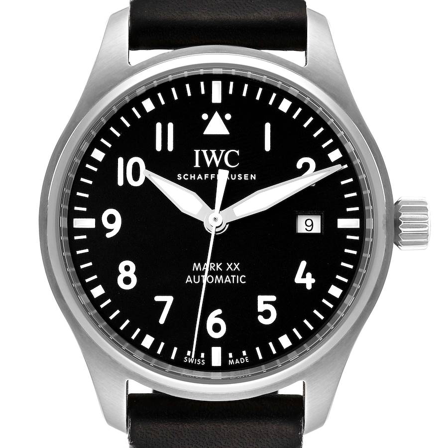 IWC Pilot Mark XX Black Dial Steel Mens Watch IW328201 Box Card SwissWatchExpo
