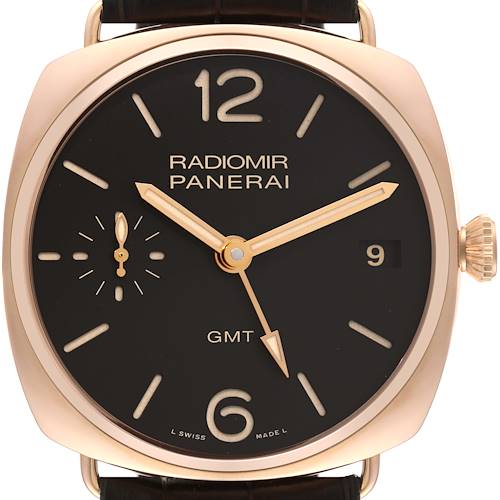 Photo of Panerai Radiomir 3 Days 1940 GMT 18k Rose Gold Mens Watch PAM00421 Box Papers