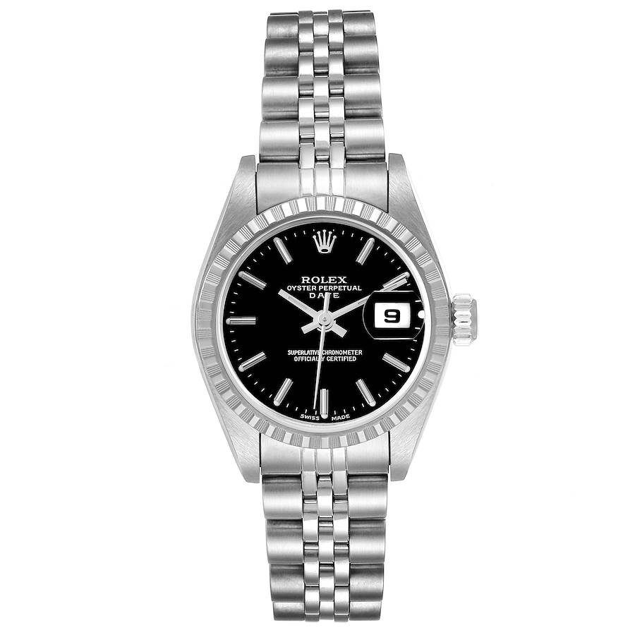 Rolex Date 26 Black Dial Oyster Bracelet Ladies Watch 79240 SwissWatchExpo