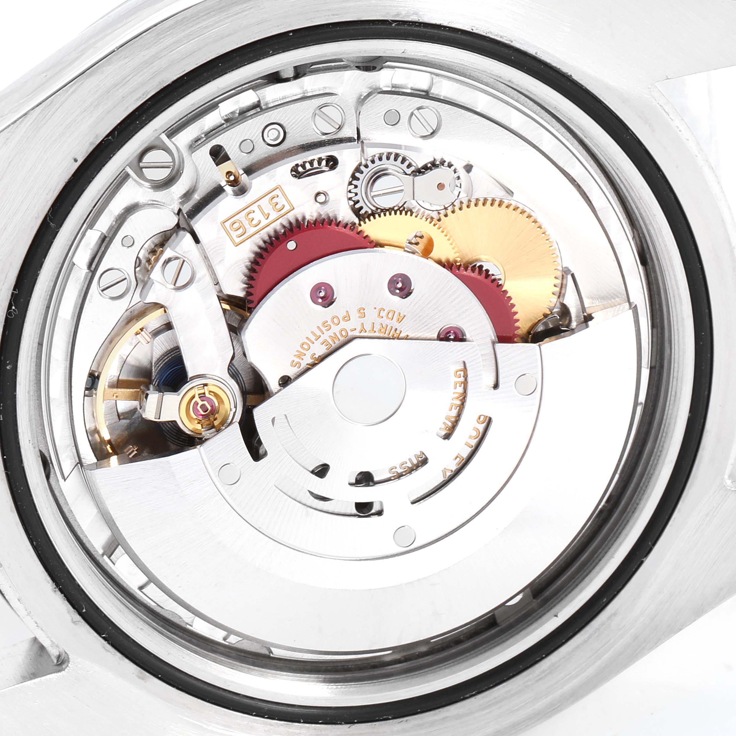 This image shows the internal mechanism of the Rolex Datejust 41 116300 Men's Stainless Steel Silver Dial 116300 Men's Stainless Steel Silver Dial watch, viewed from the back.