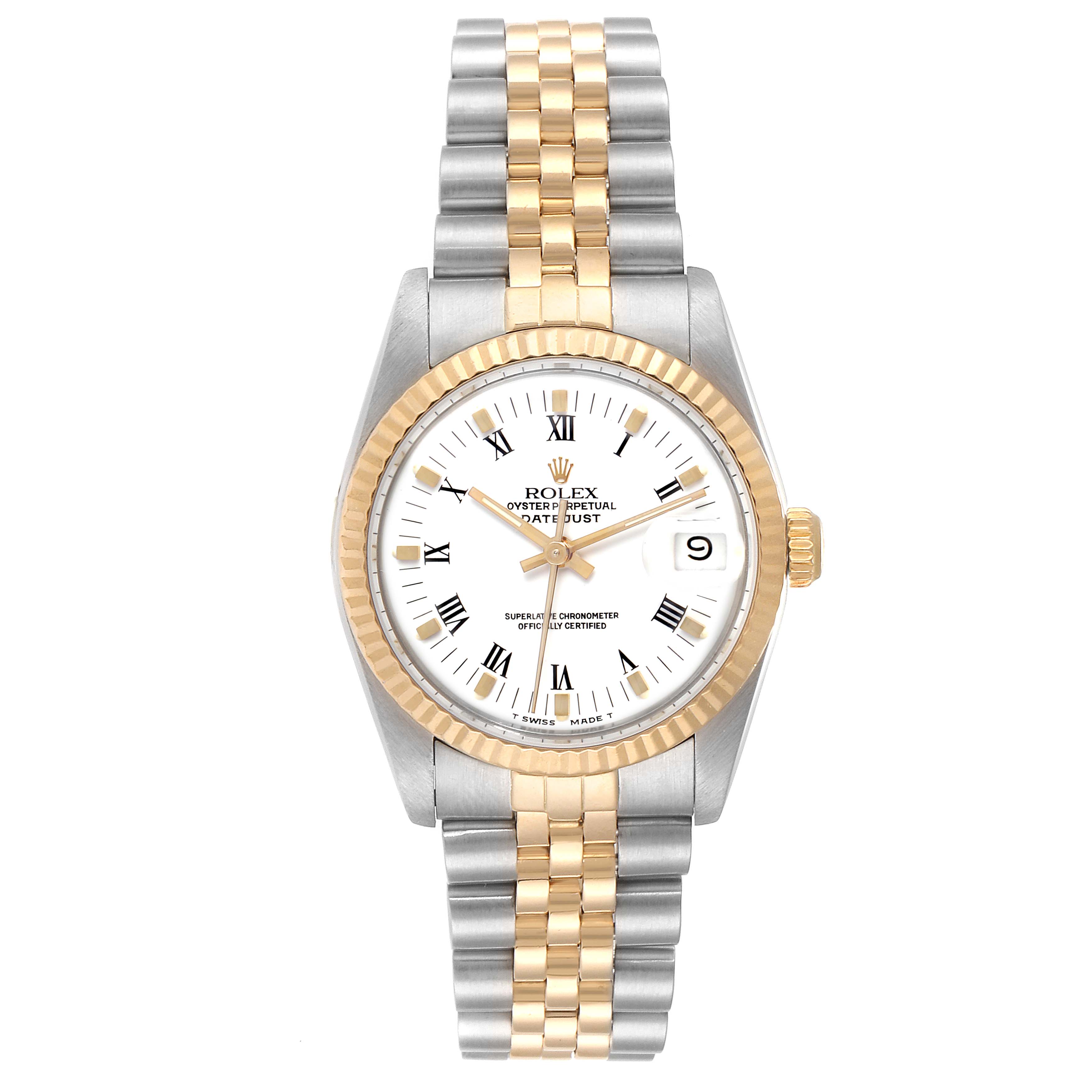 Rolex Datejust Midsize 31 White Dial Steel Yellow Gold Ladies Watch ...