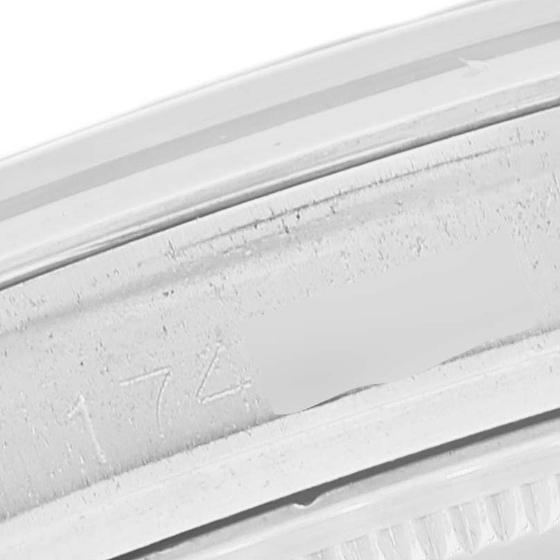 This image shows a close-up of the serial number engraving on the case of a Rolex Vintage Collection 1600 Men's Stainless Steel Grey Dial 1600 Men's Stainless Steel Grey Dial model watch.