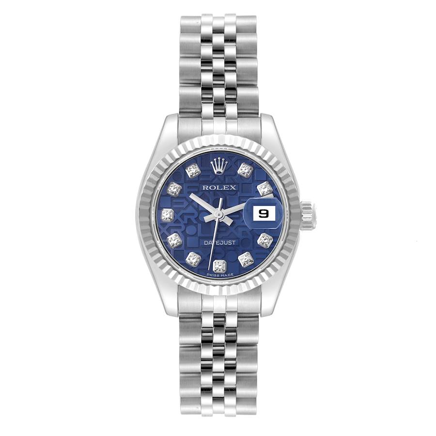 Rolex Datejust Steel White Gold Blue Diamond Dial Ladies Watch 179174 Box Papers SwissWatchExpo