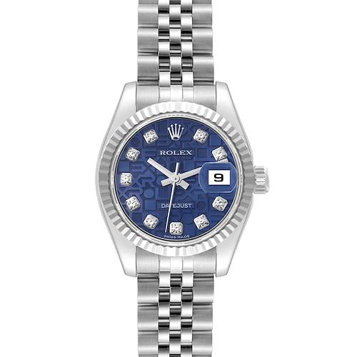 Photo of Rolex Datejust Steel White Gold Blue Diamond Dial Ladies Watch 179174 Box Papers