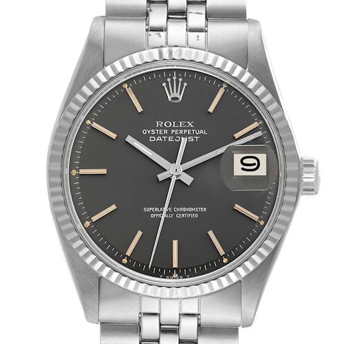 Photo of Rolex Datejust Steel White Gold Grey Dial Vintage Mens Watch 1601