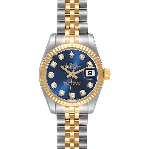 Photo of Rolex Datejust Steel Yellow Gold Blue Diamond Dial Ladies Watch 179173