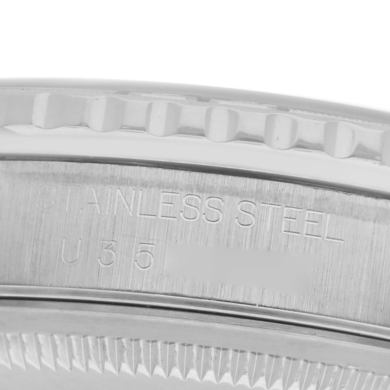 The image shows a close-up of the side of the Rolex Turn-o-Graph 16264 Men's Stainless Steel Silver Dial 16264 Men's Stainless Steel Silver Dial watch, highlighting the stainless steel and bezel details.
